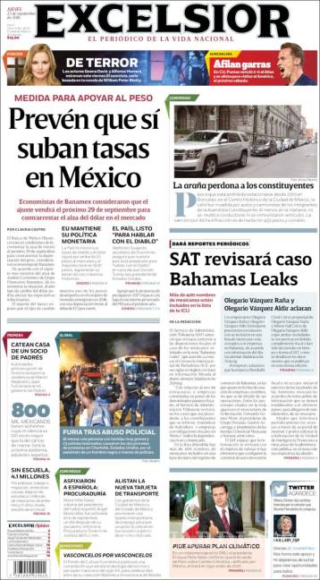 $!Titulares Prensa Nacional 22/09/2016