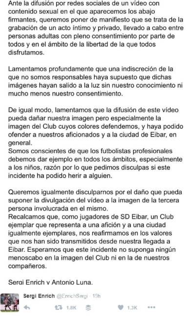 $!Se filtra video sexual de dos futbolistas del Eibar de España