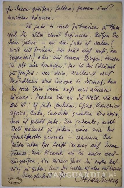 $!Publican decenas de cartas inéditas de Stefan Zweig