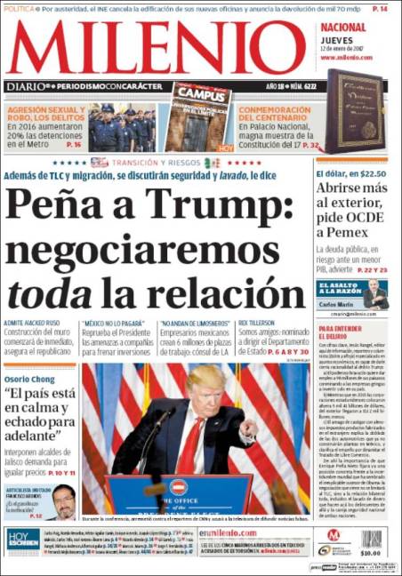 $!Titulares Prensa Nacional 12/01/2017