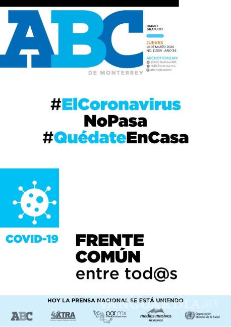 $!Coronavirus: Prensa nacional se une contra el COVID-19 con 'Frente común entre tod@s'