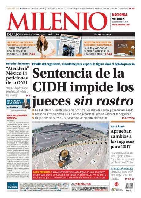 $!Titulares Prensa Nacional 21/10/2016