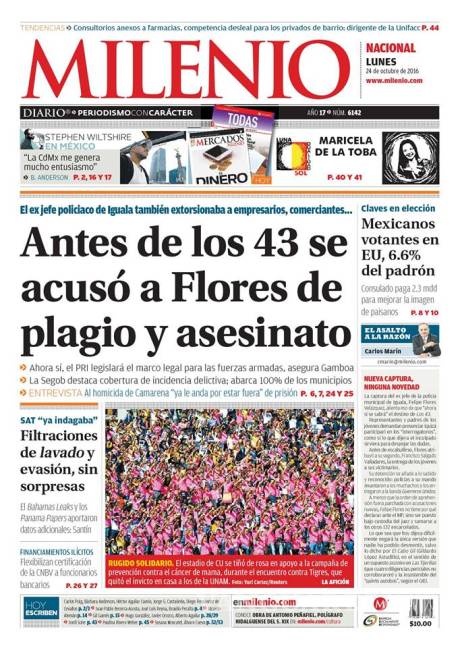 $!Titulares Prensa Nacional 24/10/2016