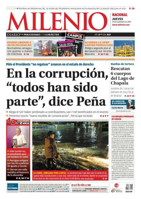 $!Titulares Prensa Nacional 29/09/2016