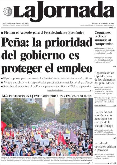 $!Titulares Prensa Nacional 10/01/2017