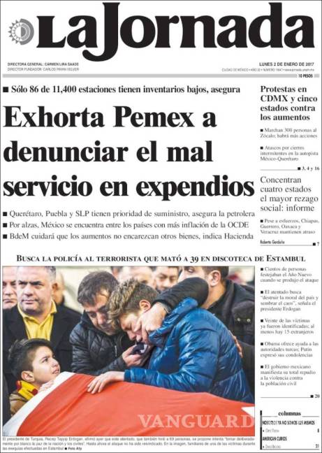 $!Titulares Prensa Nacional 02/01/2017