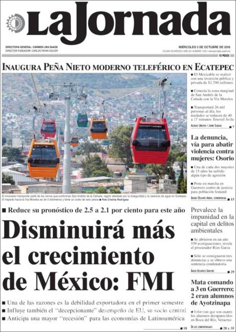 $!Titulares Prensa Nacional 05/10/2016