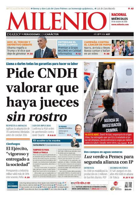 $!Titulares Prensa Nacional 19/10/2016