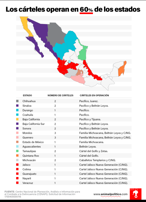$!Ha cambiado el mapa del narco mexicano, dominan cárteles del Pacífico y Jalisco