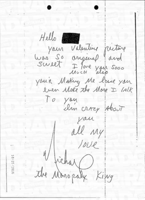 $!Revelan supuestas cartas de &quot;amor&quot; de Michael Jackson a una menor