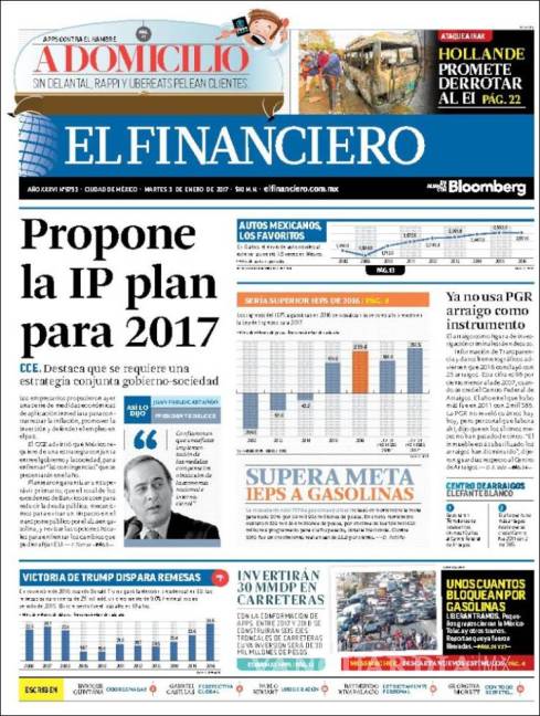 $!Titulares Prensa Nacional 03/01/2017