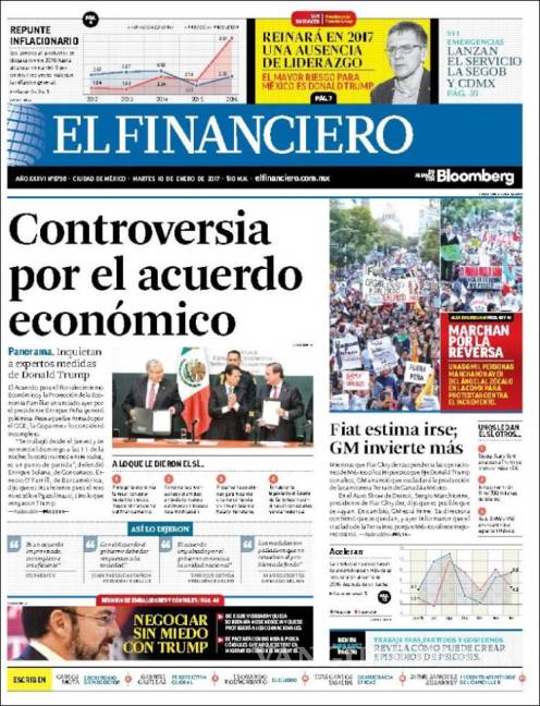 $!Titulares Prensa Nacional 10/01/2017
