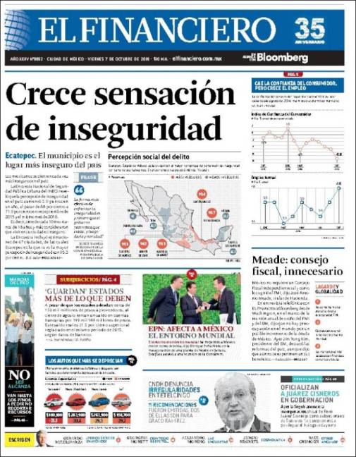 $!Titulares Prensa Nacional 07/10/2016