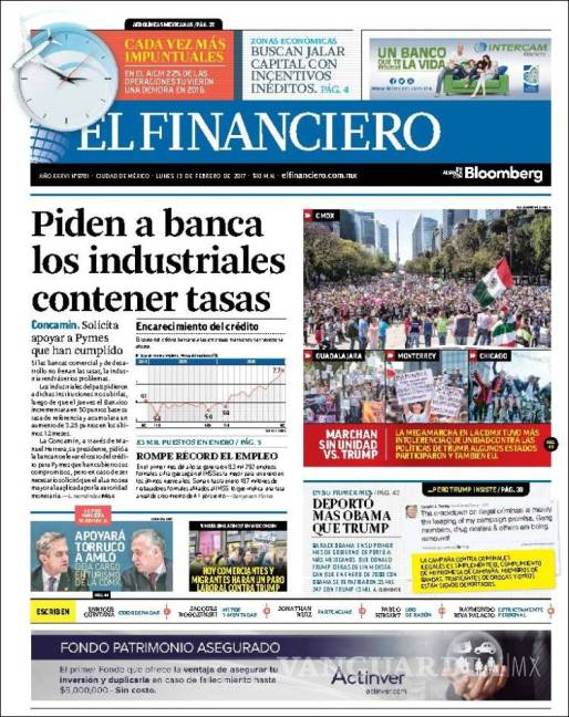 $!Titulares Prensa Nacional 13/02/2017