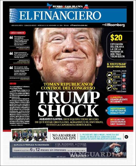 $!Titulares Prensa Nacional 09/11/2016