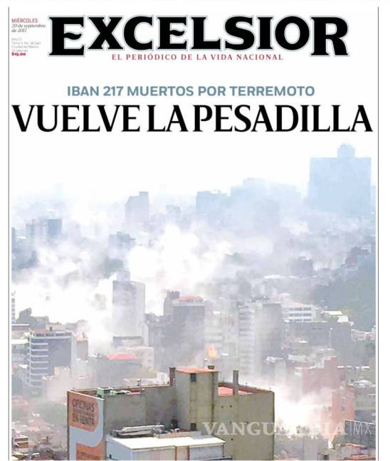$!Diarios nacionales y del mundo narran la tragedia del sismo en sus portadas
