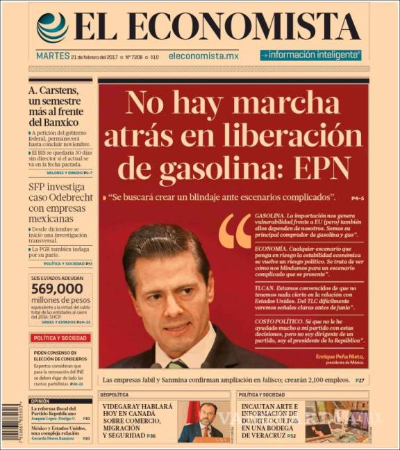 $!Titulares Prensa Nacional 21/02/2017