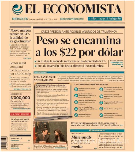 $!Titulares Prensa Nacional 11/01/2017
