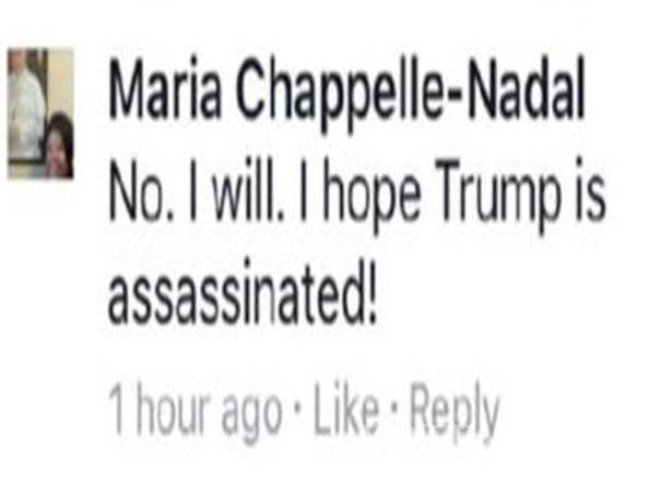 $!Declara senadora de EU en redes sociales, su deseo de que Trump sea asesinado