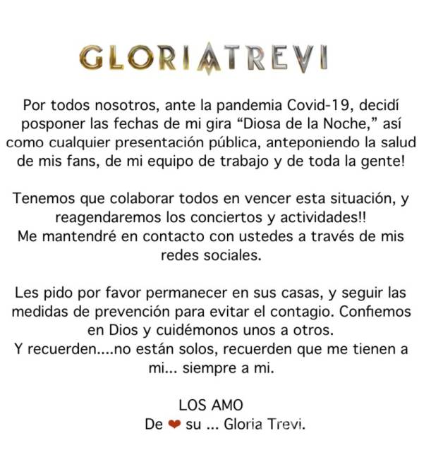 $!Gloria Trevi cancela concierto en Saltillo