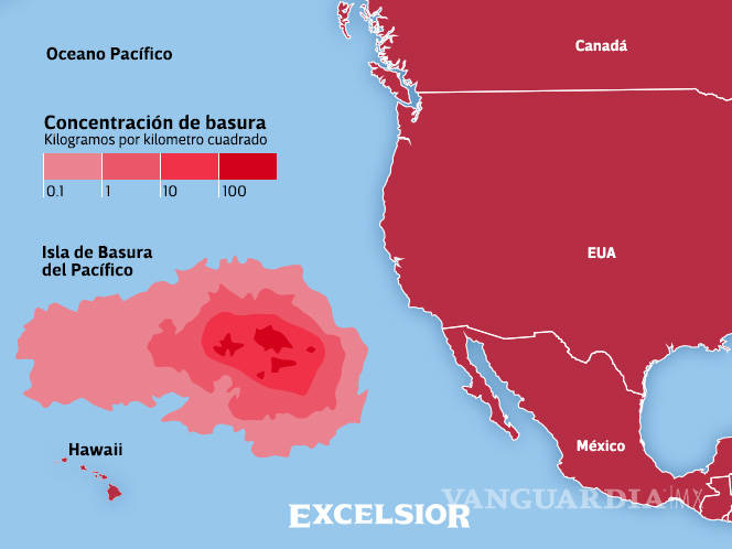 $!'Isla de plástico' del Pacífico, casi tan grande como México