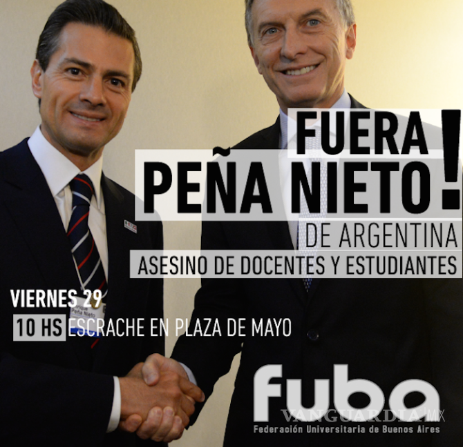 $!Estudiantes argentinos convocan a rechazar visita de Peña Nieto