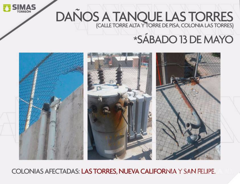 $!Sabotean bombas y tanques de agua potable en Torreón