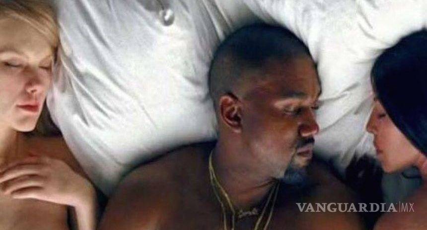 $!Kanye West desnuda y comparte cama con Swift, Trump y Kim Kardashian en su último video