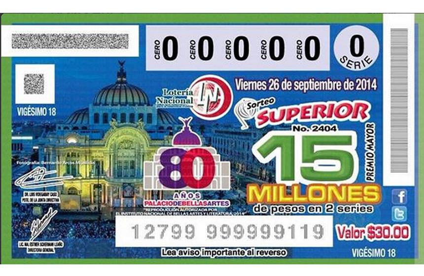 Lotería Nacional celebra 80 años del Palacio de Bellas Artes