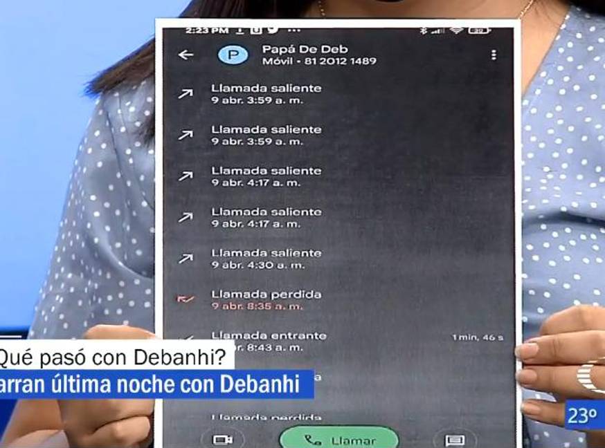 Sarahí comparte el registro impreso de las llamadas que le realizó al padre de Debanhi para avisarle que su hija se había puesto mal. $!Sarahí comparte el registro impreso de las llamadas que le realizó al padre de Debanhi para avisarle que su hija se había puesto mal.