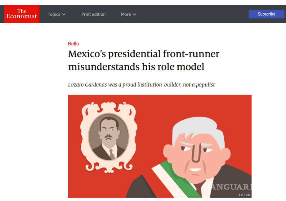 $!Si AMLO gana en 2018 y adopta modelo de Lázaro Cárdenas dejaría sólido legado: The Economist