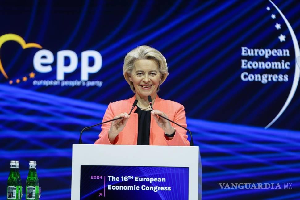 $!La presidenta de la Comisión Europea, Ursula von der Leyen, en la inauguración del 16º Congreso Económico Europeo (CEE) en Katowice, Polonia.