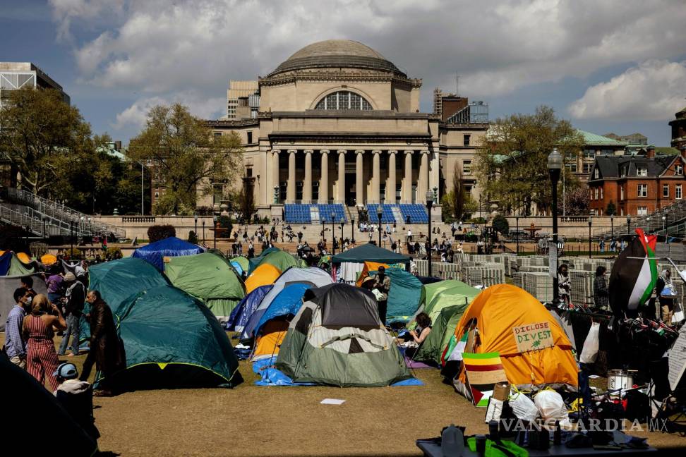 $!Se ve un campamento de manifestación pro palestino en la Universidad de Columbia en Nueva York.
