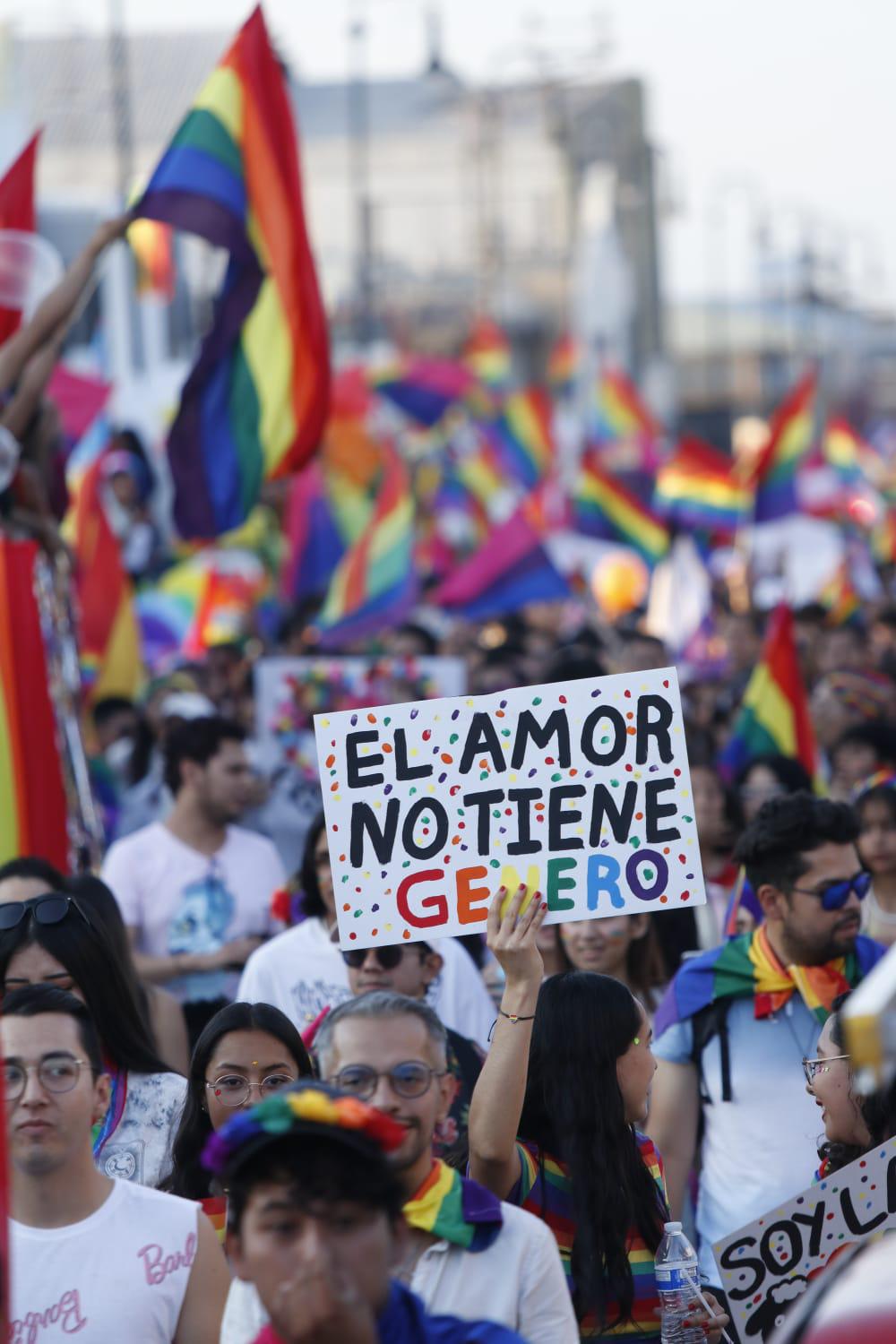 $!“El amor no tiene género” y muchas pancartas más se pueden leer entre la multitud.