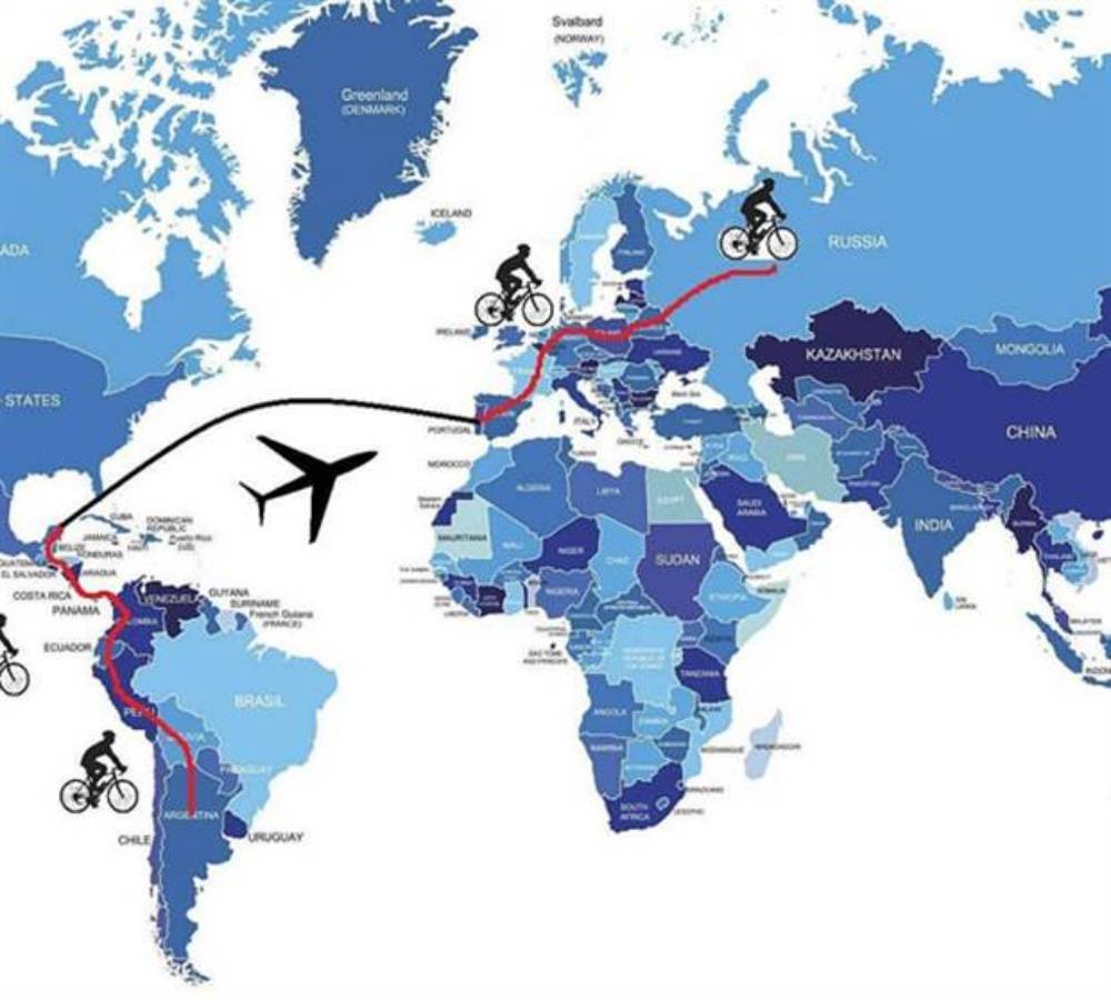 $!Inicia argentino su travesía en bicicleta hacia el Mundial de Rusia 2018