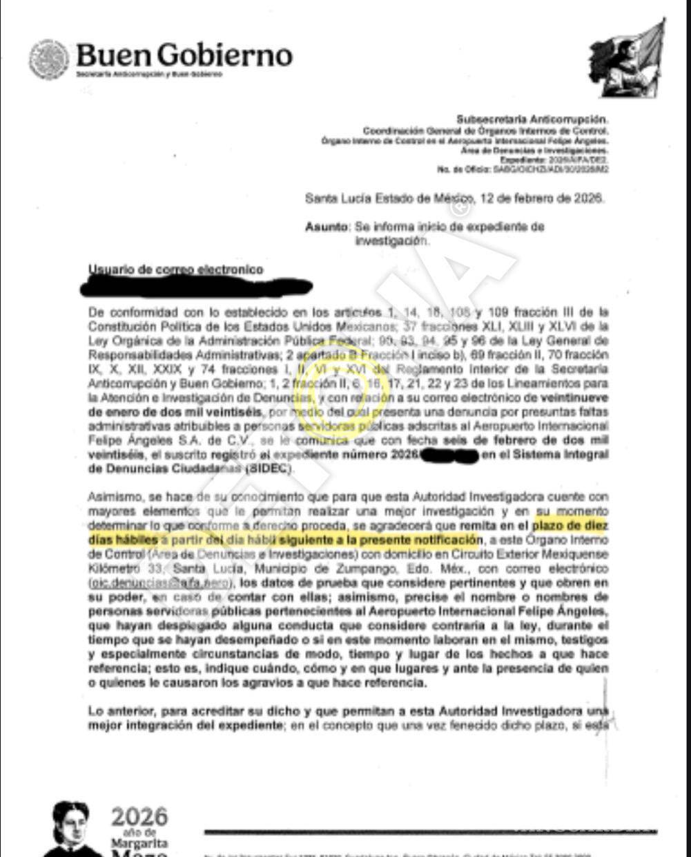 $!Comunicado de prensa sobre el inicio de una investigación