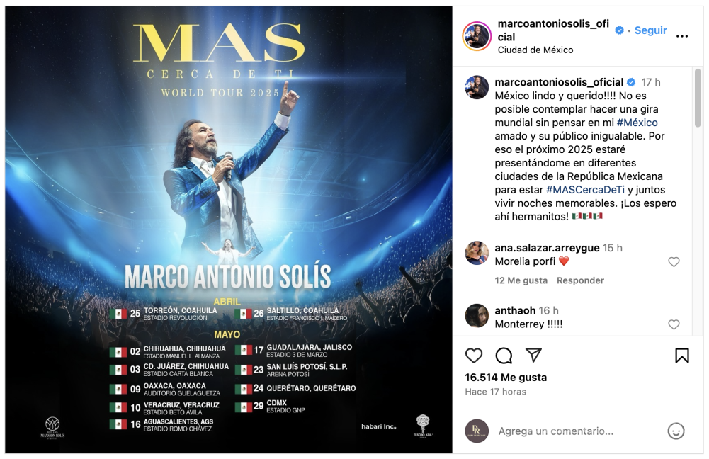 $!Este tour incluye emocionantes presentaciones en Saltillo y Torreón, dos ciudades donde la pasión por su música promete hacer vibrar a miles de fanáticos.