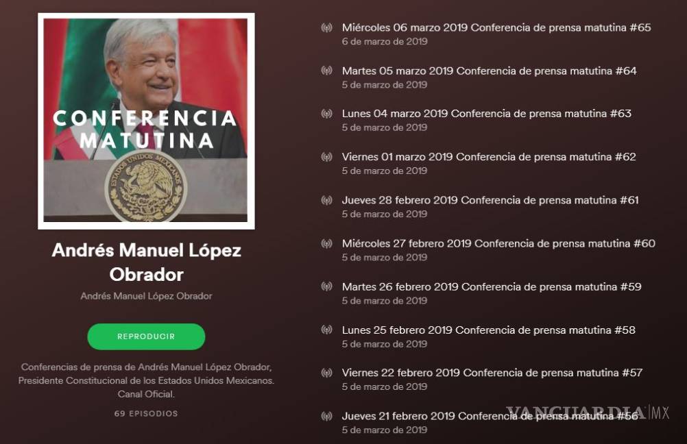 $!AMLO llega a Spotify con sus conferencias mañaneras