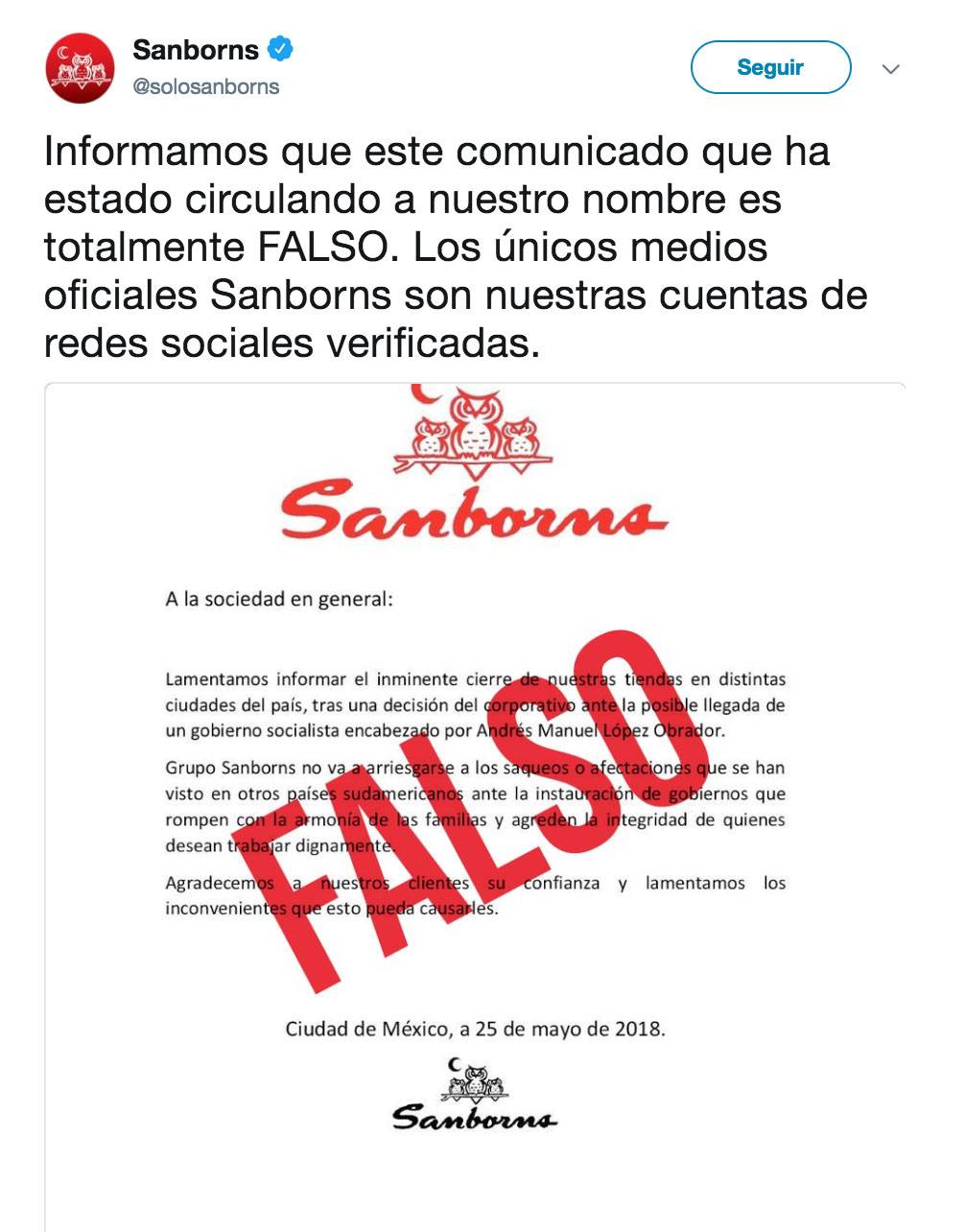 $!Lala y Sanborns no se han pronunciado sobre AMLO