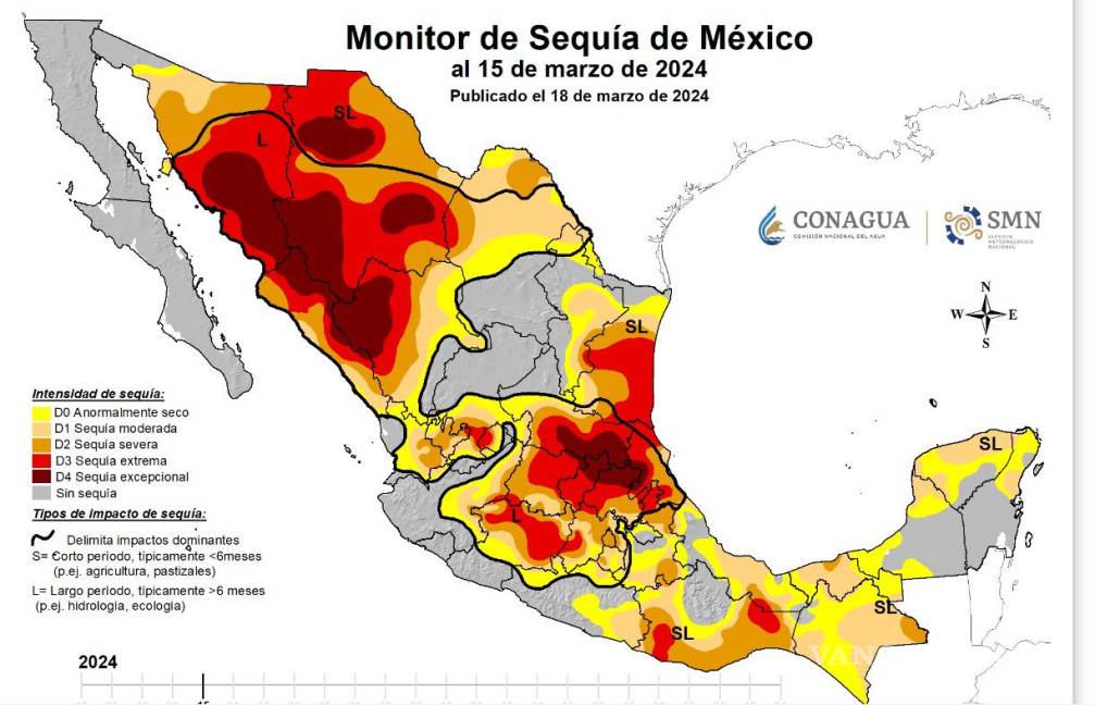 $!Así pinta el mapa de la sequía en el país, la situación más grave se reporta en el noroeste.