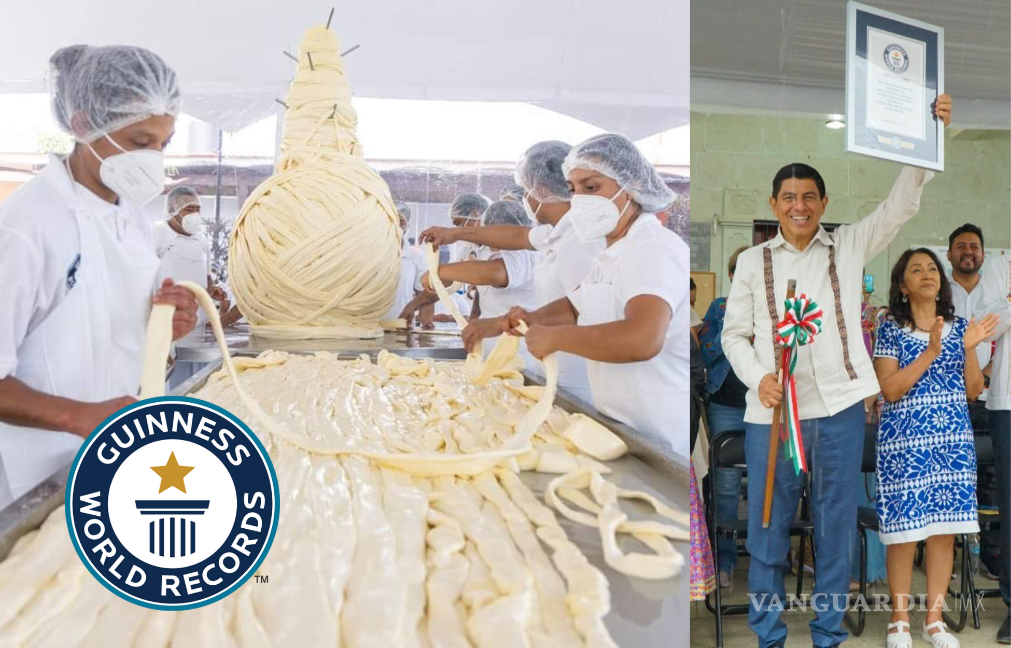 México rompe récord Guinness con el quesillo más grande del mundo en Reyes Etla, Oaxaca