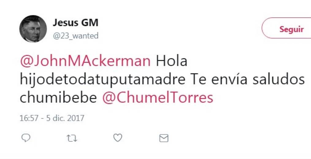 $!Se desata pelea en twitter entre Chumel Torres y John Ackerman