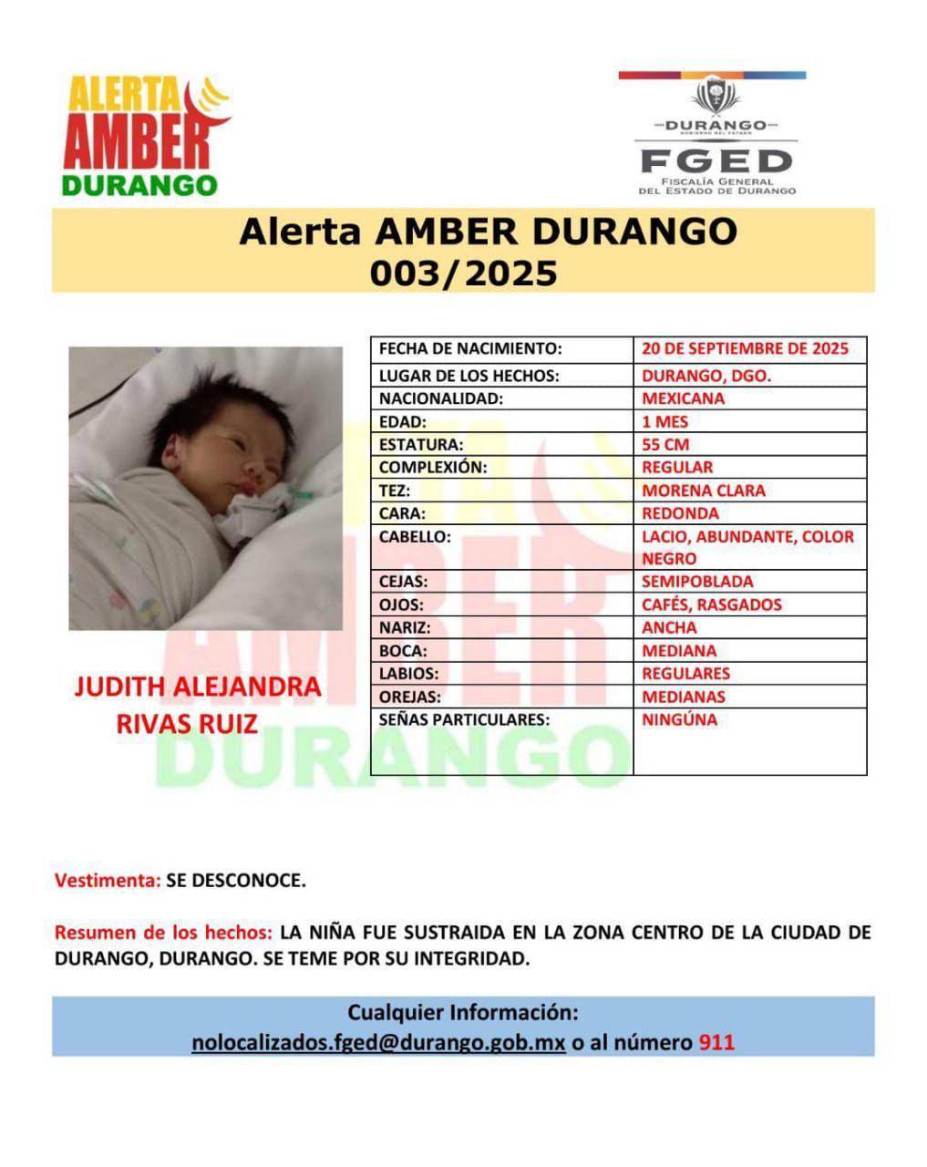 $!Sustraen a una bebé de un mes del Hospital Materno Infantil de Durango; video muestra a sospechosa