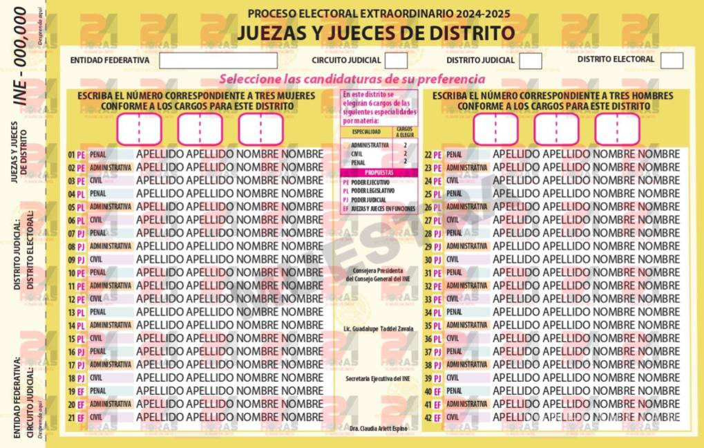 $!Dan consejeros del INE visto bueno a nuevas boletas para elección de jueces y magistrados