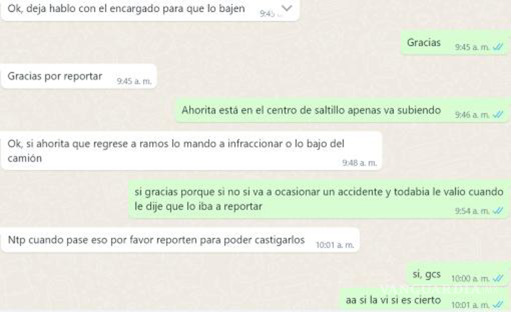 $!Reportan a chofer de la ruta Saltillo-Ramos por mal servicio: maneja sin respetar límite de velocidad e insulta a pasajeros