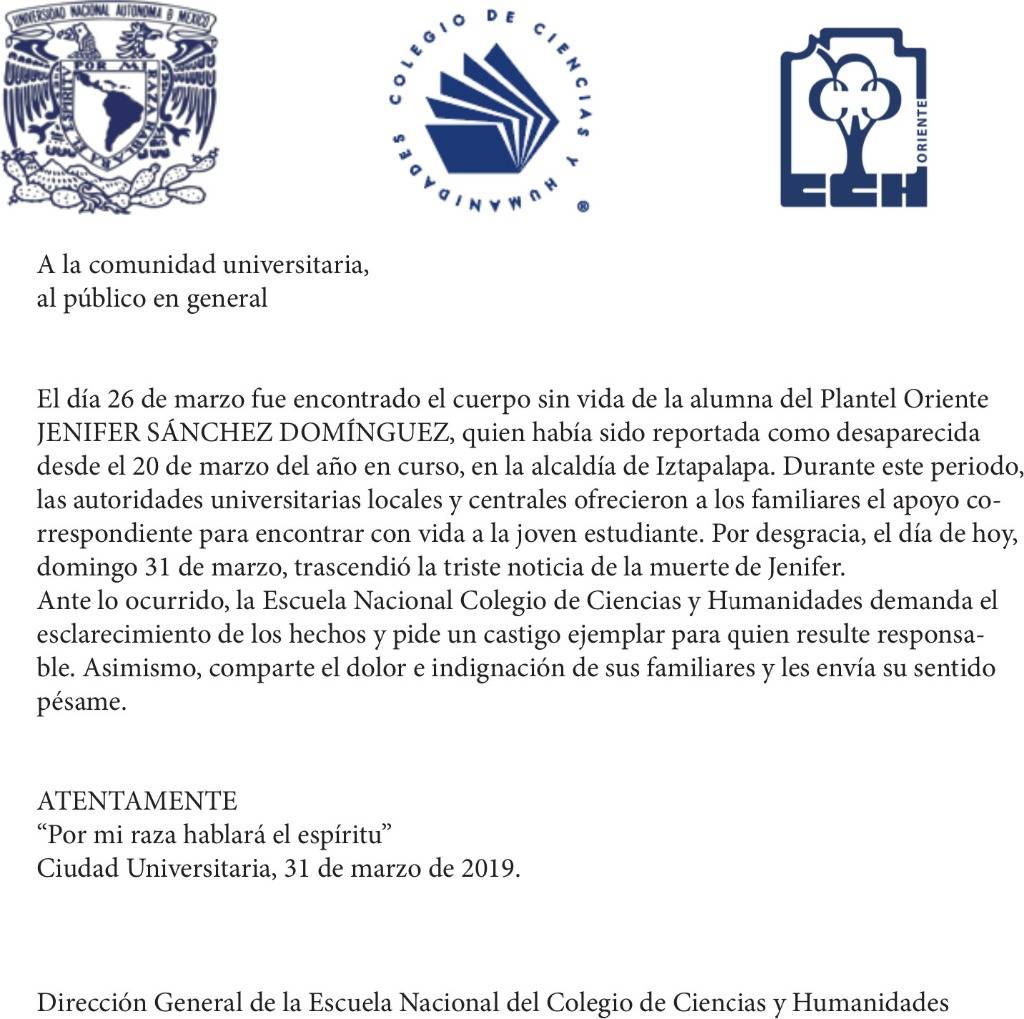 $!Encuentran muerta a Jenifer Sánchez, alumna del CCH desaparecida