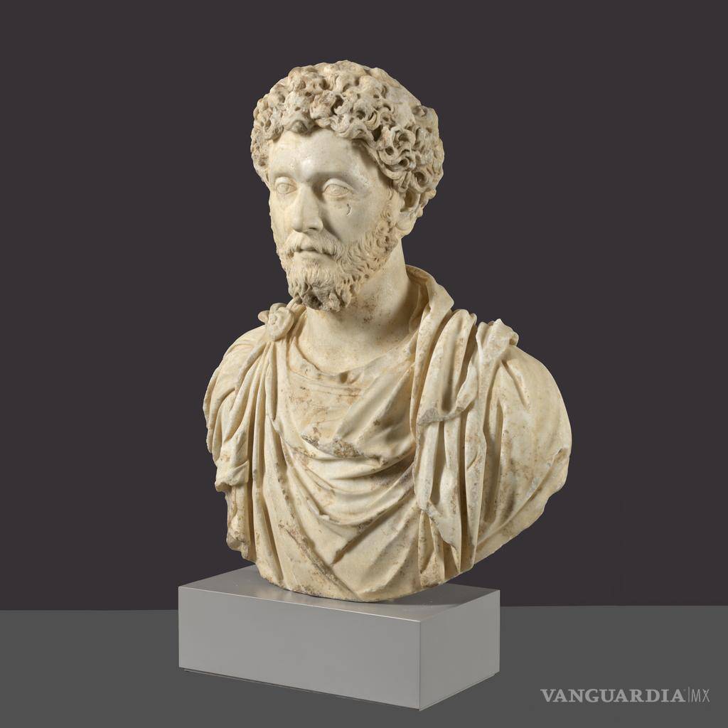 $!Busto en mármol del emperador romano, Marco Aurelio. Museo Nacional del Prado. Madrid.
