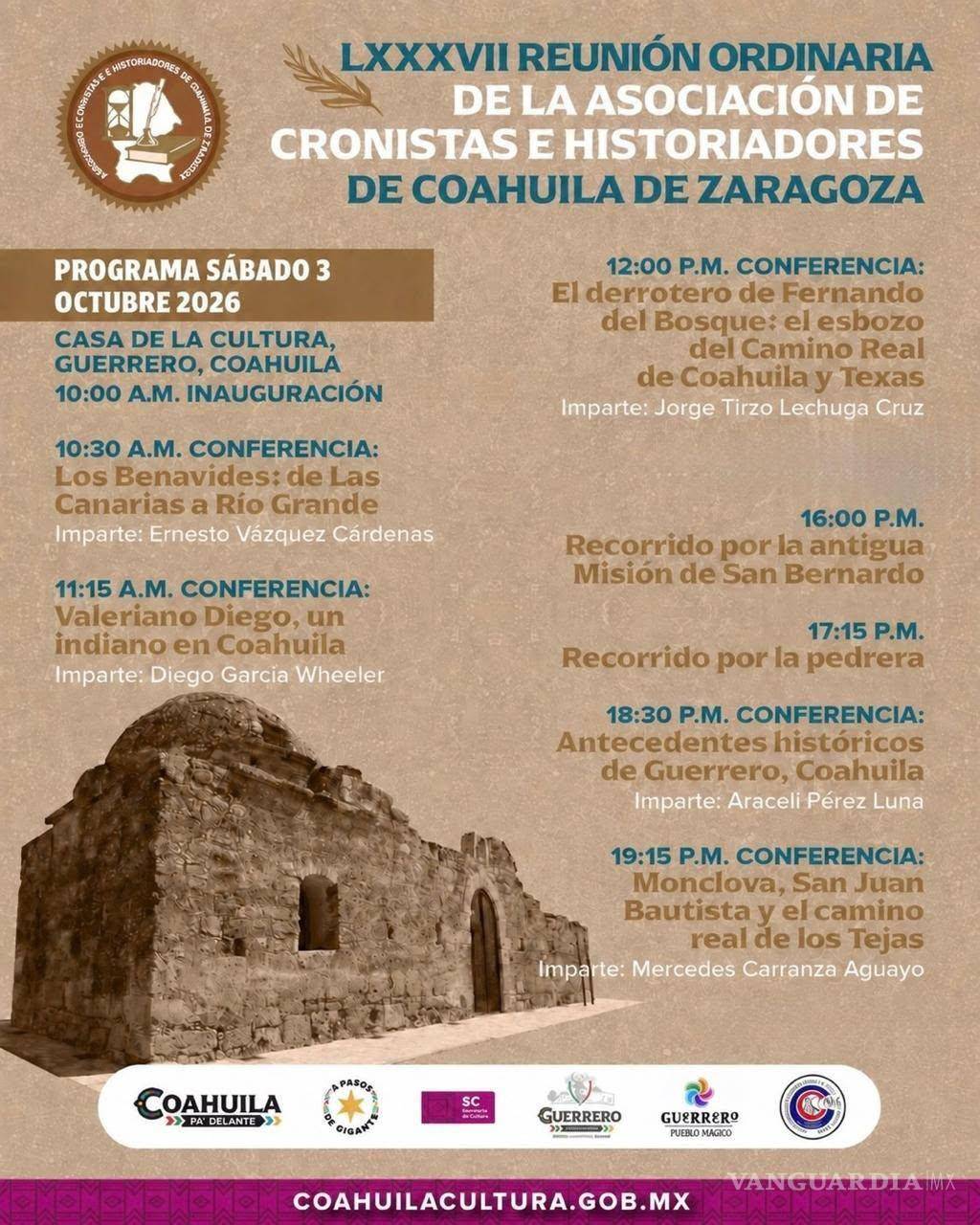 $!Se reunirán en Guerrero a cronistas e historiadores de Coahuila