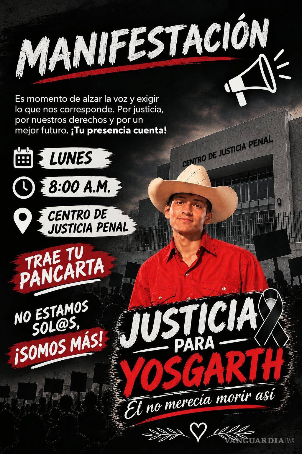 $!Una marcha convocada para este lunes 5 de octubre pondrá al centro la exigencia de justicia por Yosgarth.