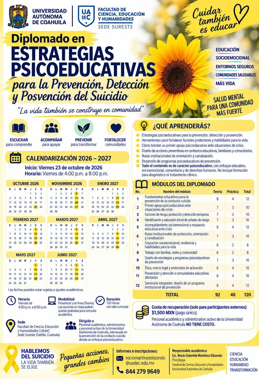 $!Saltillo: Ofrecerá UAdeC diplomado sobre prevención y atención del suicidio
